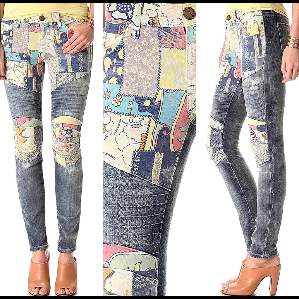 CurrentElliott Skinny PatchworkJeans 27 NWT LOWEST